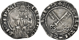 Clemente VII antipapa (Roberto dei conti del Genévois), 20 settembre 1378 – 16 settembre 1394. Avignone 

Grosso, AR 2,44 g. CLEMENS – PP SEPTIuS Il...