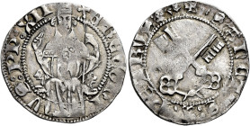 Gregorio XII (Angelo Correr), 30 novembre 1406 – 18 ottobre 1415. 

Grosso, AR 2,46 g. GREGORI – VS PP XII Il pontefice, seduto in trono ornato da p...