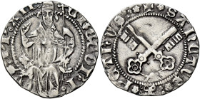 Gregorio XII (Angelo Correr), 30 novembre 1406 – 18 ottobre 1415. 

Grosso, AR 2,26 g. GREGORI – VS PP XII Il pontefice, seduto in trono ornato da p...