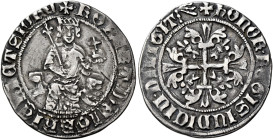 Martino V (Oddone Colonna), 11 novembre 1417 – 20 febbraio 1431. 

Carlino o gigliato, AR 3,66 g. Coniato a nome di Roberto d’Angiò re di Napoli. + ...