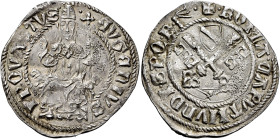 Eugenio IV (Gabriele Condulmer), 3 marzo 1431 – 23 febbraio 1447. 

Grosso, AR 3,82 g. EVGENIVS – PP QVARTVS Il pontefice, seduto di fronte su trono...