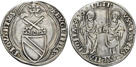Eugenio IV (Gabriele Condulmer), 3 marzo 1431 – 23 febbraio 1447. 

Grosso, AR 3,69 g. EVGENIVS – PP QVARTVS Stemma sormontato da triregno e chiavi ...