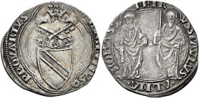 Eugenio IV (Gabriele Condulmer), 3 marzo 1431 – 23 febbraio 1447. 

Grosso, AR 3,94 g. EVGENIVS rosetta – PP QVARTVS Stemma sormontato da triregno e...