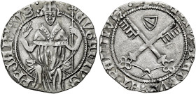 Eugenio IV (Gabriele Condulmer), 3 marzo 1431 – 23 febbraio 1447. Avignone 

Grosso, AR 2,05 g. EVGENIVS – PP CARTVS Il pontefice, seduto in trono o...