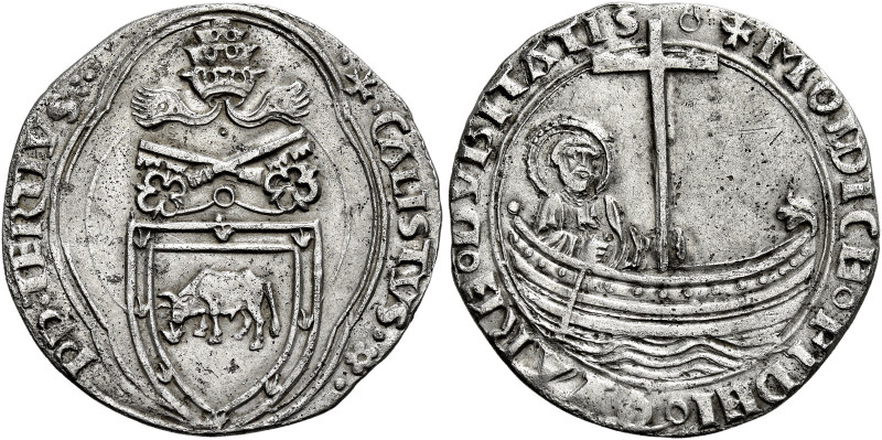 Callisto III (Alonso de Borja), 8 aprile 1455 – 6 agosto 1458. 

Grosso, AR 3,...