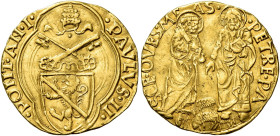 Paolo II (Pietro Barbo), 30 agosto 1464 – 26 luglio 1471. 

Ducato papale anno I, AV 3,46 g. PAVLVS II – PONT AN I Stemma sormontato da triregno e c...