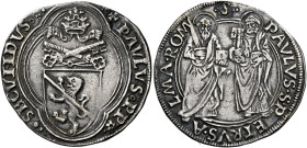 Paolo II (Pietro Barbo), 30 agosto 1464 – 26 luglio 1471. 

Grosso, AR 3,65 g. + PAVLVS PP rosetta – SECVNDVS Stemma sormontato da triregno e chiavi...
