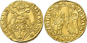 Sisto IV (Francesco della Rovere), 9 agosto 1471 – 12 agosto 1484. 

Ducato papale, AV 3,48 g. SIXTVS PP rosetta (segno di Pier Paolo della Zecca) –...