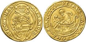 Alessandro VI (Rodrigo de Borja y Borja), 11 agosto 1492 – 18 agosto 1503. 

Doppio fiorino di camera, AV 6,69 g. ALEXANDER – VI PONT MAX Stemma sor...