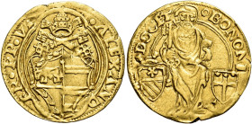 Alessandro VI (Rodrigo de Borja y Borja), 11 agosto 1492 – 18 agosto 1503. Bologna 

Ducato papale 1500-1503, AV 3,40 g. ALEXAND – ER PP VI Stemma s...