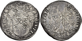 Giulio II (Giuliano della Rovere), 1 novembre 1503 – 21 febbraio 1513. 

Giulio, AR 3,81 g. IVLIVS II – PONT MAX Stemma sormontato da triregno e chi...