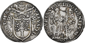 Giulio II (Giuliano della Rovere), 1 novembre 1503 – 21 febbraio 1513. 

Giulio, AR 3,75 g. IVLIVS II – PONT MAX Stemma sormontato da triregno e chi...