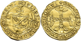 Giulio II (Giuliano della Rovere), 1 novembre 1503 – 21 febbraio 1513. Avignone 

Scudo del sole, AV 3,40 g. Sole IVLIVS – PAPA SECVNDVS T Stemma so...