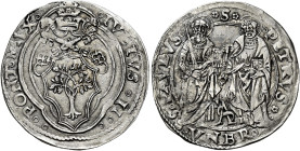 Giulio II (Giuliano della Rovere), 1 novembre 1503 – 21 febbraio 1513. Foligno 

Giulio, AR 3,74 g. IVLIVS II – PONT MAX Stemma sormontato da trireg...