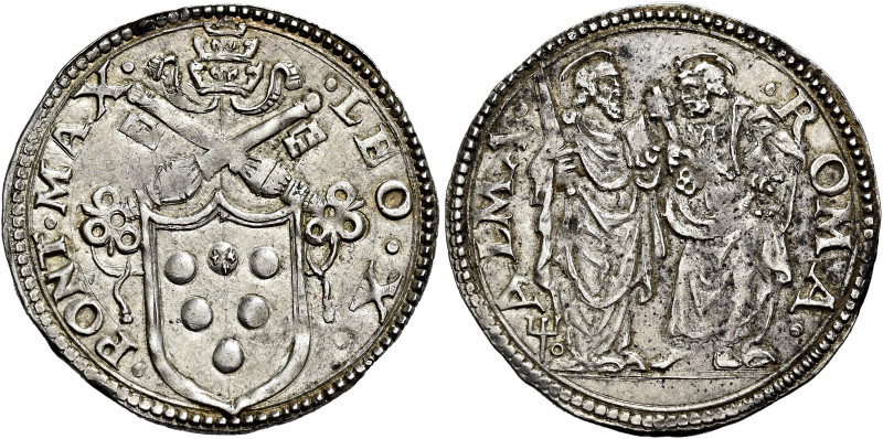 Leone X (Giovanni de’Medici), 11 marzo 1513 – 1 dicembre 1521. 

Giulio, AR 3,...