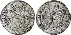 Leone X (Giovanni de’Medici), 11 marzo 1513 – 1 dicembre 1521. 

Giulio, AR 3,74 g. LEO PAPA – DECIMVS Stemma sormontato da triregno e chiavi decuss...
