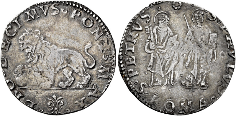 Leone X (Giovanni de’Medici), 11 marzo 1513 – 1 dicembre 1521. 

Giulio, AR 3,...