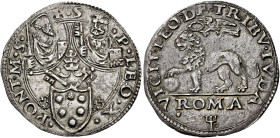 Leone X (Giovanni de’Medici), 11 marzo 1513 – 1 dicembre 1521. 

Giulio, AR 3,53 g. LEO X – PONT M Stemma sormontato da triregno e chiavi decussate;...