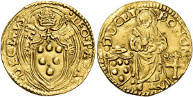 Leone X (Giovanni de’Medici), 11 marzo 1513 – 1 dicembre 1521. Bologna 

Ducato papale, AV 3,41 g. LEO PAPA – DECIMVS Stemma sormontato da triregno ...