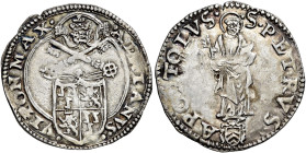 Adriano VI (Adriaan Florensz), 9 gennaio 1522 – 14 settembre 1523. Ancona 

Mezzo giulio, AR 1,84 g. ADRIANVS – VI PON MAX Stemma sormontato da trir...