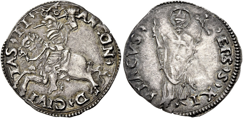 Anonime pontificie secolo XVI. Ancona 

Grosso, AR 1,70 g. Chiavi decussate AN...