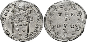 Clemente VII (Giulio de’Medici), 19 novembre 1523 – 23 settembre 1534. 

Quarto di ducato ossidionale (1527), AR 9,04 g. CLEMENS VII – PONT MAX Stem...