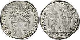 Clemente VII (Giulio de’Medici), 19 novembre 1523 – 23 settembre 1534. 

Giulio, AR 3,83 g. CLEMEN VII – PONT MAX Stemma sormontato da triregno e ch...
