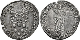 Clemente VII (Giulio de’Medici), 19 novembre 1523 – 23 settembre 1534. Ancona 

Mezzo giulio, AR 1,60 g. CLEMEN VII – PONT MAX Stemma sormontato da ...
