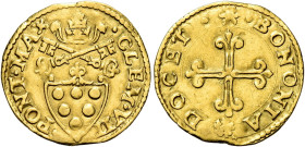 Clemente VII (Giulio de’Medici), 19 novembre 1523 – 23 settembre 1534. Bologna 

Mezzo scudo del sole, AV 1,63 g. CLEM VII – PONT MAX MAX Stemma sor...