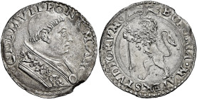 Clemente VII (Giulio de’Medici), 19 novembre 1523 – 23 settembre 1534. Bologna 

Giulio, AR 4,05 g. CLEM VII PONT MAX Busto a d., con piviale ornato...