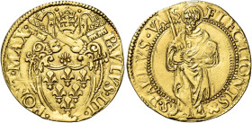 Paolo III (Alessandro Farnese), 13 ottobre 1534 – 10 novembre 1549. 

Scudo, AV 3,19 g. PAVLVS III – PONT MAX Stemma sormontato da triregno e chiavi...