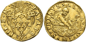 Paolo III (Alessandro Farnese), 13 ottobre 1534 – 10 novembre 1549. 

Fiorino di camera, AV 3,37 g. PAVLVS – III P M Stemma sormontato da triregno e...
