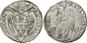 Paolo III (Alessandro Farnese), 13 ottobre 1534 – 10 novembre 1549. Macerata 

Giulio anno XIII, AR 3,38 g. PAVLVS III – P MAX A XIII Stemma sormont...