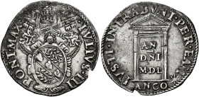 Giulio III (Giovanni Maria Ciocchi del Monte), 7 febbraio 1550 – 23 marzo 1555. Ancona 

Giulio, AR 3,12 g. IVLIVS III – PONT MAX Stemma sormontato ...