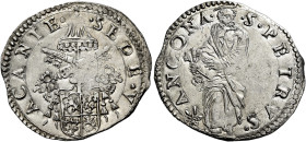 Sede Vacante I e II (Camerlengo card. Guido Ascanio Sforza), 23 marzo – 9 aprile 1555 e 1 – 23 maggio 1555. Ancona 

Giulio, AR 3,16 g. SEDE V – ACA...