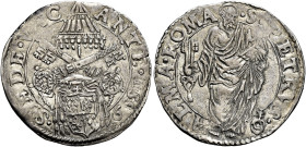 Sede Vacante (Camerlengo card. Guido Ascanio Sforza), 18 agosto – 25 dicembre 1559. 

Giulio 1559, AR 3,18 g. SEDE VAC – ANTE 1559 Stemma del camerl...