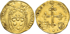 Pio IV (Giovanni Angelo Medici), 26 dicembre 1559 – 9 dicembre 1565. Bologna 

Scudo del sole (1559), AV 3,28 g. PIVS IIII – PONT MAX Stemma sormont...