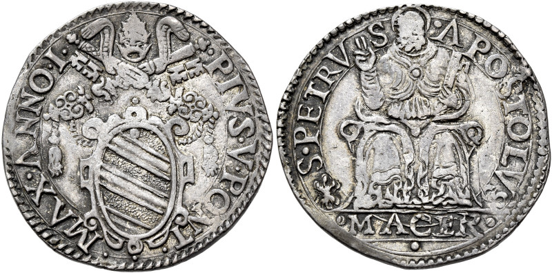 Pio V (Antonio Ghislieri), 7 gennaio 1566 – 1 maggio 1572. Macerata 

Testone ...