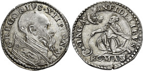 Gregorio XIII (Ugo Boncompagni), 13 maggio 1572 – 10 aprile 1585. 

Testone, AR 9,38 g. GREGORIVS XIII PON M Busto a s., con piviale ornato. Rv. SIG...