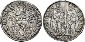Gregorio XIII (Ugo Boncompagni), 13 maggio 1572 – 10 aprile 1585. 

Giulio, AR 3,15 g. GREGORI – VS XIII P M Stemma sormontato da triregno e chiavi ...