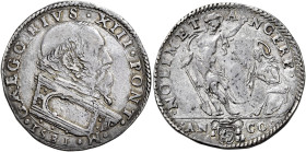 Gregorio XIII (Ugo Boncompagni), 13 maggio 1572 – 10 aprile 1585. Ancona 

Testone 1581, AR 9,40 g. GREGORIVS XIII PONT – M Busto a d. con piviale o...