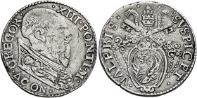 Gregorio XIII (Ugo Boncompagni), 13 maggio 1572 – 10 aprile 1585. Ancona 

Testone, AR 9,56 g. GREGORIVS XIII PON M Busto a d. con piviale ornato; s...