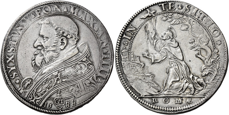Sisto V (Felice Peretti), 24 aprile 1585 – 27 agosto 1590. 

Piastra anno IV/1...