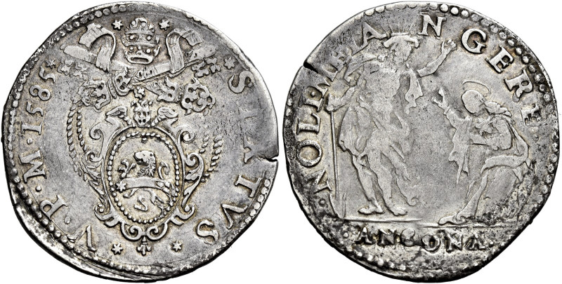 Sisto V (Felice Peretti), 24 aprile 1585 – 27 agosto 1590. Ancona 

Testone 15...