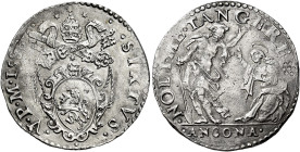 Sisto V (Felice Peretti), 24 aprile 1585 – 27 agosto 1590. Ancona 

Testone 1588, AR 9,39 g. SIXTVS – V P M 1588 Stemma sormontato da triregno e chi...