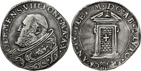 Clemente VIII (Ippolito Aldobrandini), 30 gennaio 1592 – 3 marzo 1605. 

Mezzo scudo del Giubileo anno X/1600, AR 15,78 g. CLEMENS VIII PONT MA A X ...