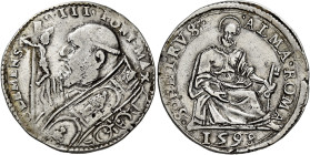 Clemente VIII (Ippolito Aldobrandini), 30 gennaio 1592 – 3 marzo 1605. 

Testone 1598, AR 9,41 g. CLEMENS – VIII PONT MAX Busto a s., con piviale or...