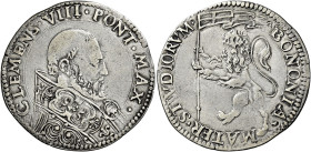 Clemente VIII (Ippolito Aldobrandini), 30 gennaio 1592 – 3 marzo 1605. Bologna 

Bianco, AR 4,44 g. CLEMENS VIII PONT MAX Busto a d., con piviale or...