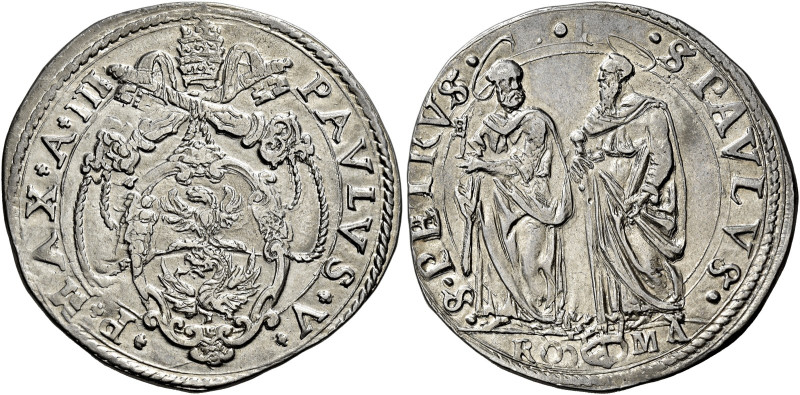 Paolo V (Camillo Borghese), 16 maggio 1605 – 28 gennaio 1621. 

Testone anno I...