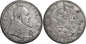 Urbano VIII (Maffeo Barberini), 6 agosto 1623 – 29 luglio 1644. 

Piastra anno XII, AR 31,86 g. VRBANVS VIII PONT MAX Busto a d. con piviale ornato ...